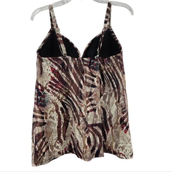 Swimsuits For All Women's Plus 38D Bra Sized Faux Flyaway Underwire Tankini Top - Picture 8 of 15